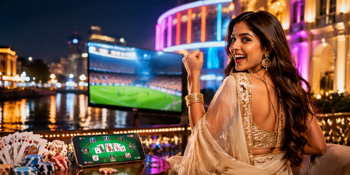 Cricket IPL night match stadium with fans